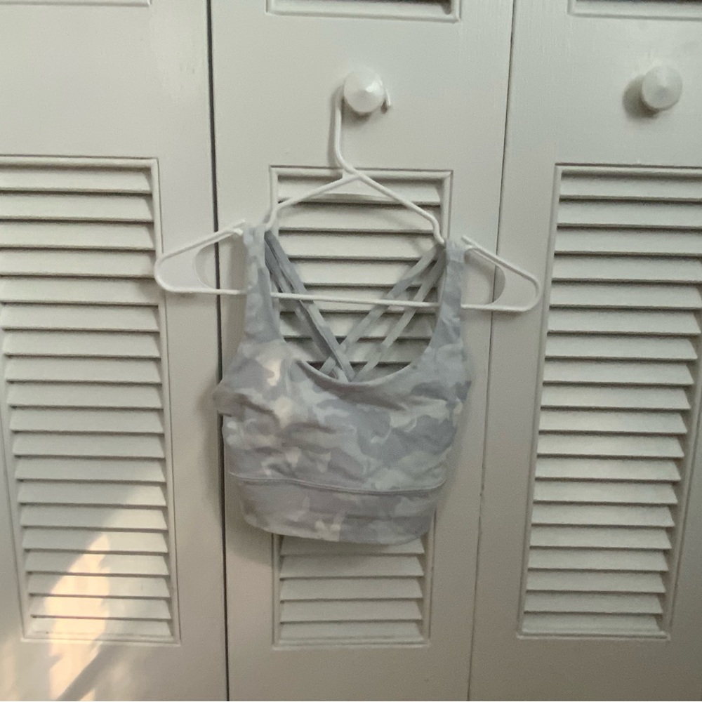 Lululemon white and gray camo sports bra